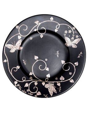 Emilia Castillo 1980s Porcelain & Pure Silver Butterfly Handcrafted plate